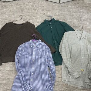 Set of Four Men's Shirts/Sweater- Brown, Green, Blue/purple, and Green checkered